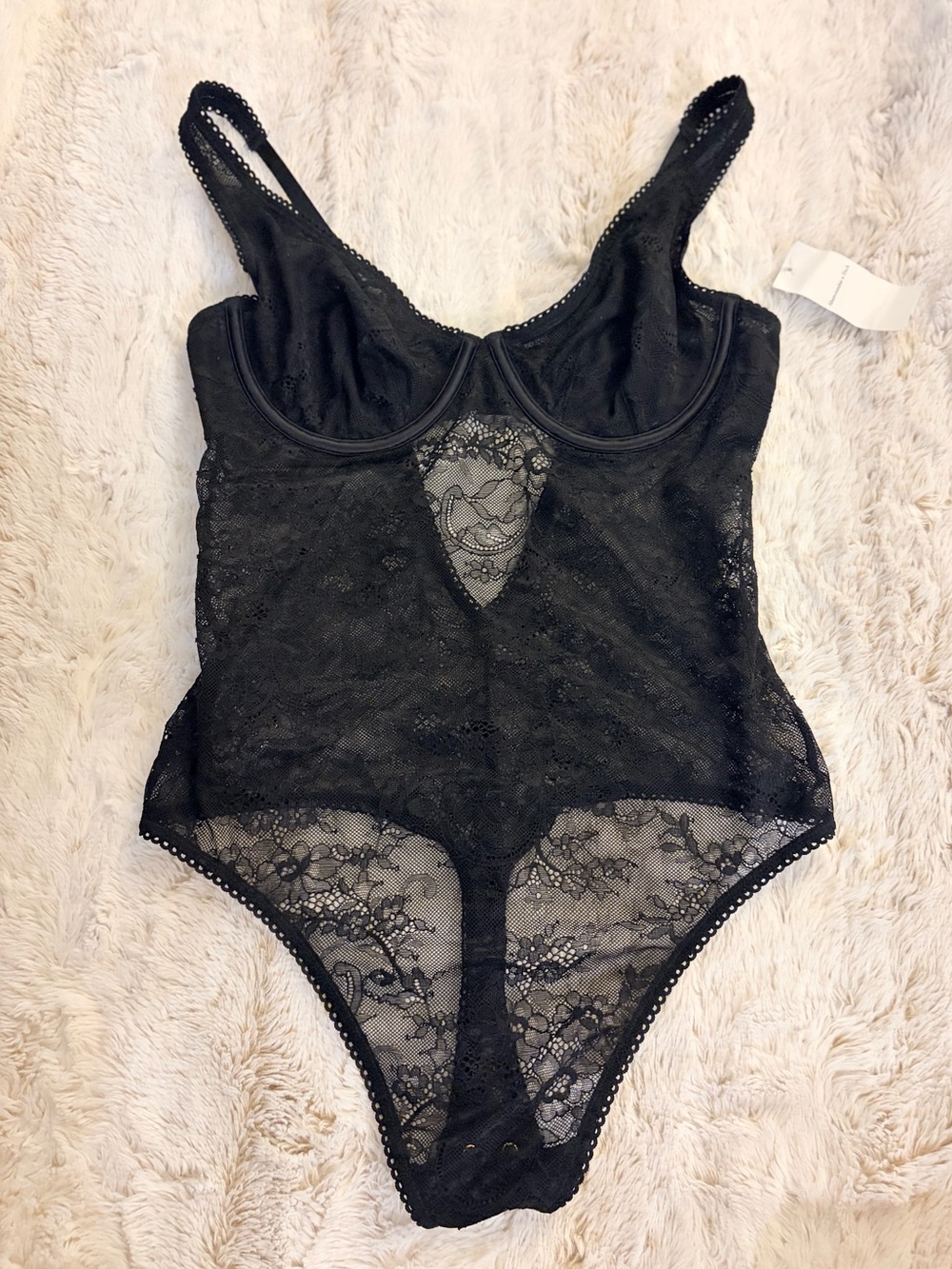 Abercrombie & Fitch Black Lace Underwire Bodysuit NWT M Corset Lingerie